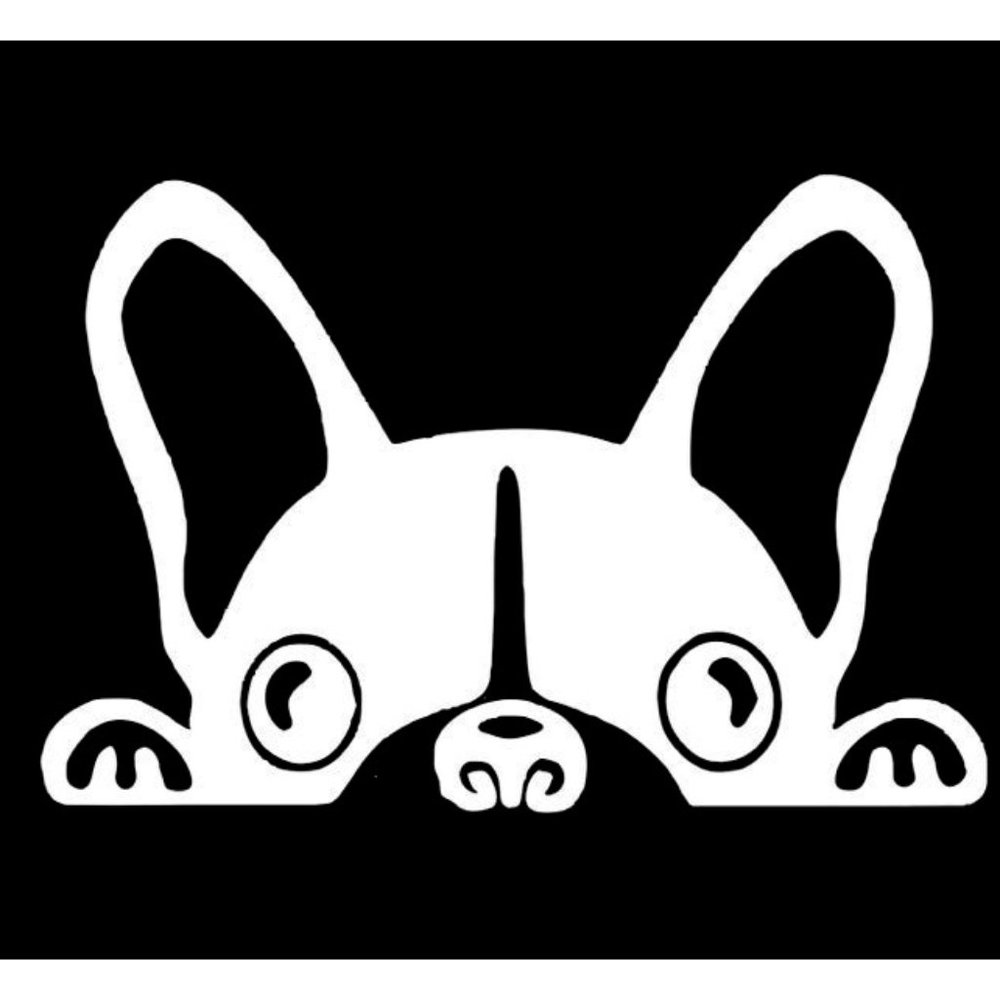 Vinyl Decal dog looking out window 8in design